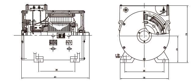 ZQ-6.5礦用一般型直流牽引電動(dòng)機(jī)外形及安裝尺寸圖